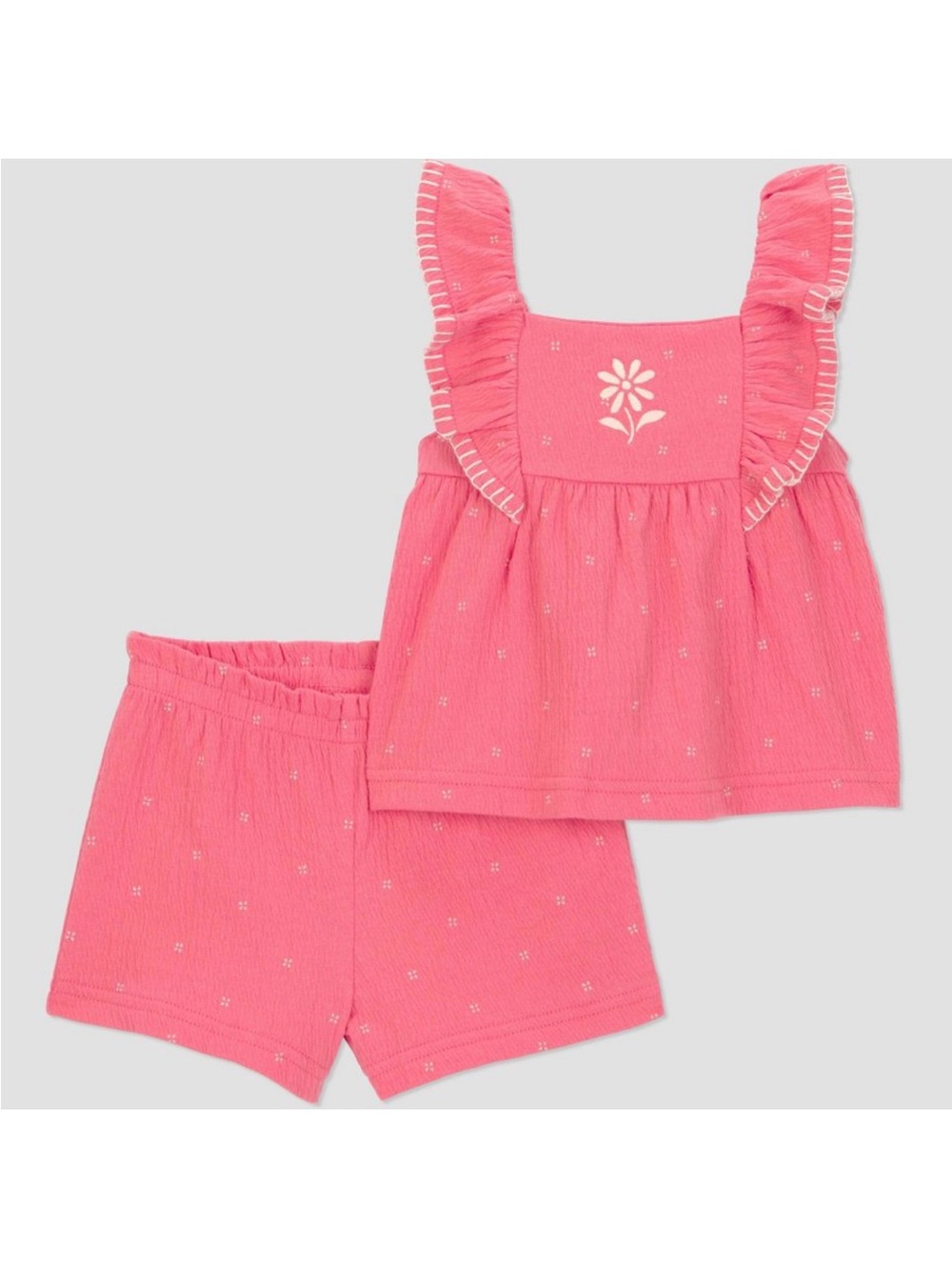 Girls Pink Ruffle Tank & Shorts  Set